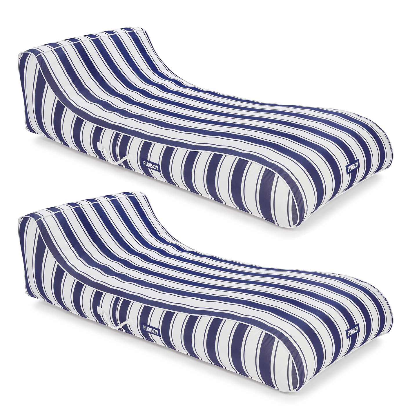 Funboy Featured | Cabana Navy Stripe Sunbed Lounger 2 Pack Fabric-Covered Pool Floats