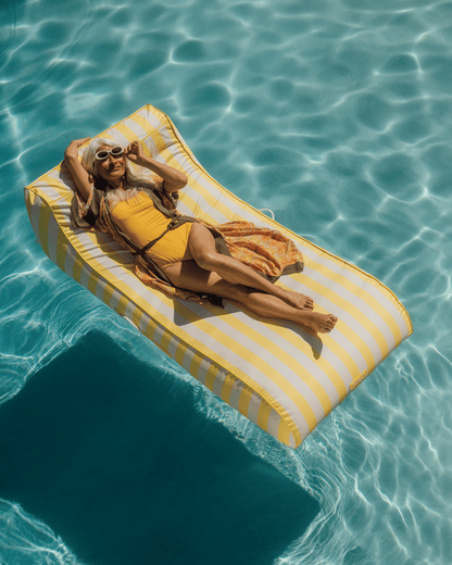 Funboy Featured | Fabric Covered Pool Float - Yellow Sunbed Lounger