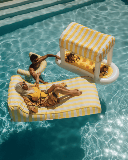 Funboy Featured | Fabric Covered Pool Float - Yellow Sunbed Lounger