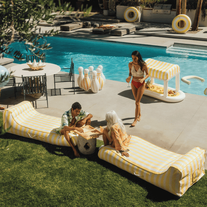 Funboy Featured | Fabric Covered Pool Float - Yellow Sunbed Lounger