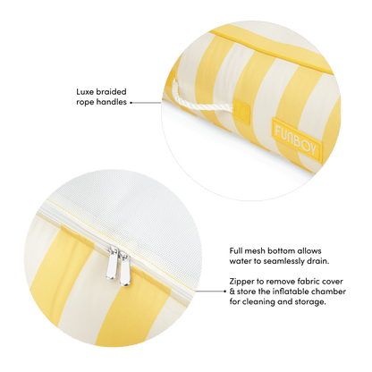 Funboy Featured | Fabric Covered Pool Float - Yellow Sunbed Lounger