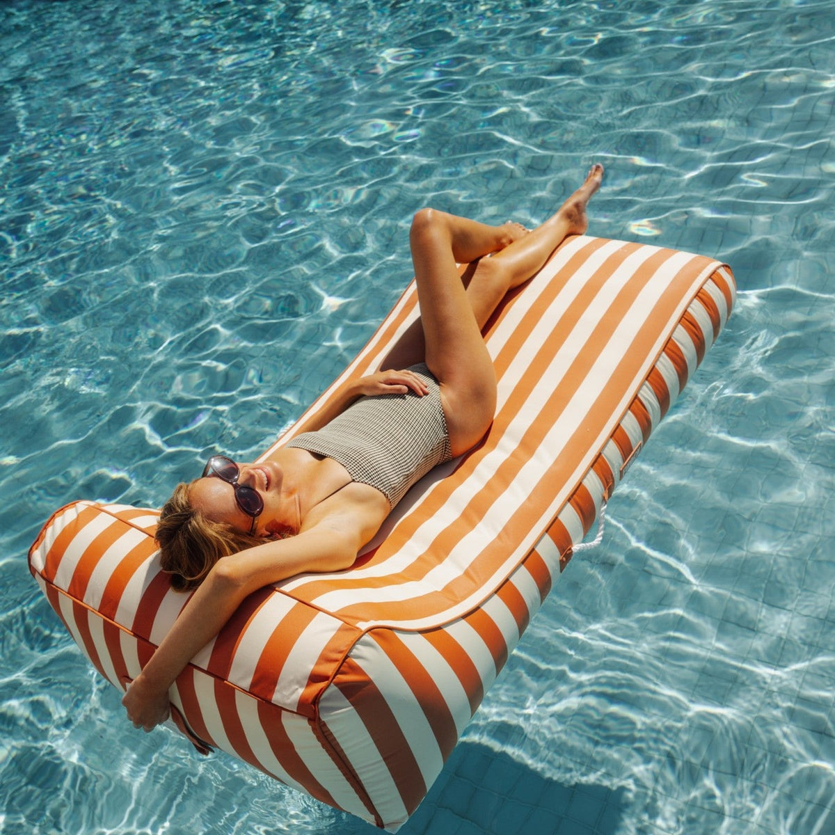 Funboy Popular | Fabric Covered Pool Float - Orange Sunbed Lounger