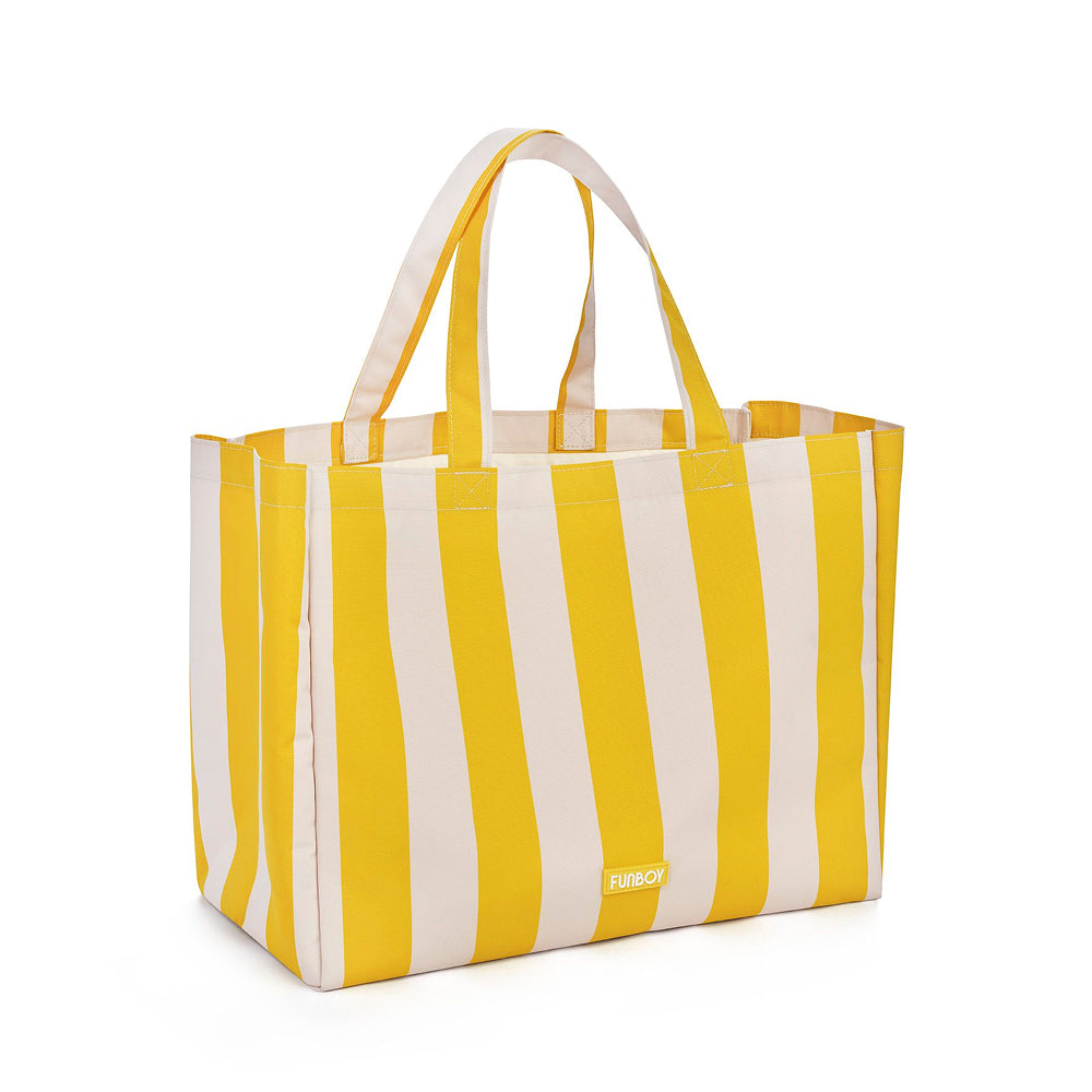 Funboy Best Seller | Beach Bag Tote, Yellow Cabana Stripe