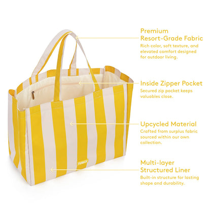 Funboy Best Seller | Beach Bag Tote, Yellow Cabana Stripe
