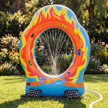 Funboy Signature | Ring of Fire Outdoor Sprinkler Water Sprinkler for Kids - Hot Wheels