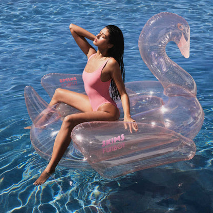 Funboy Exclusive | SKIMS x FUNBOY Cherry Blossom Clear Swan Pool Float
