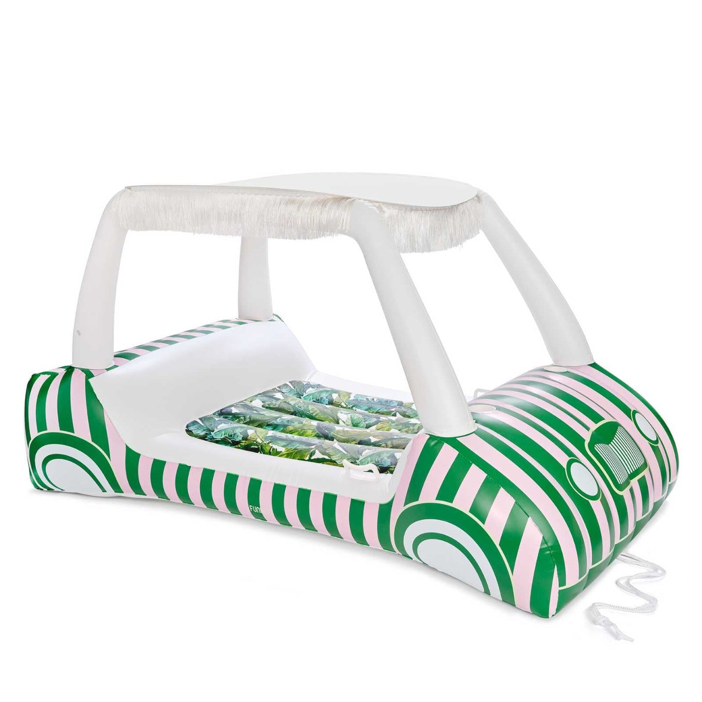 Funboy Signature | Green & Pink Palm Cabana Golf Cart Pool Float, Removable Shade