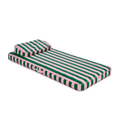 Funboy Essential | Fabric Covered Flat Lounger Pool Float - Pink & Green