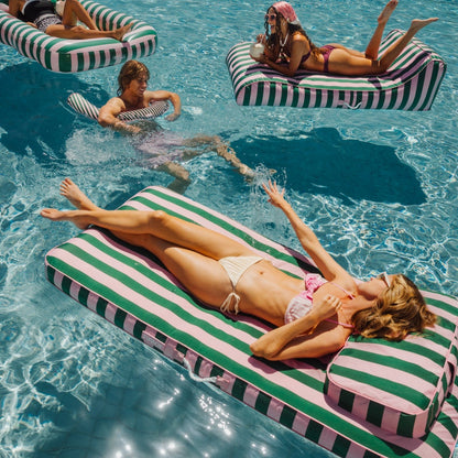 Funboy Essential | Fabric Covered Flat Lounger Pool Float - Pink & Green