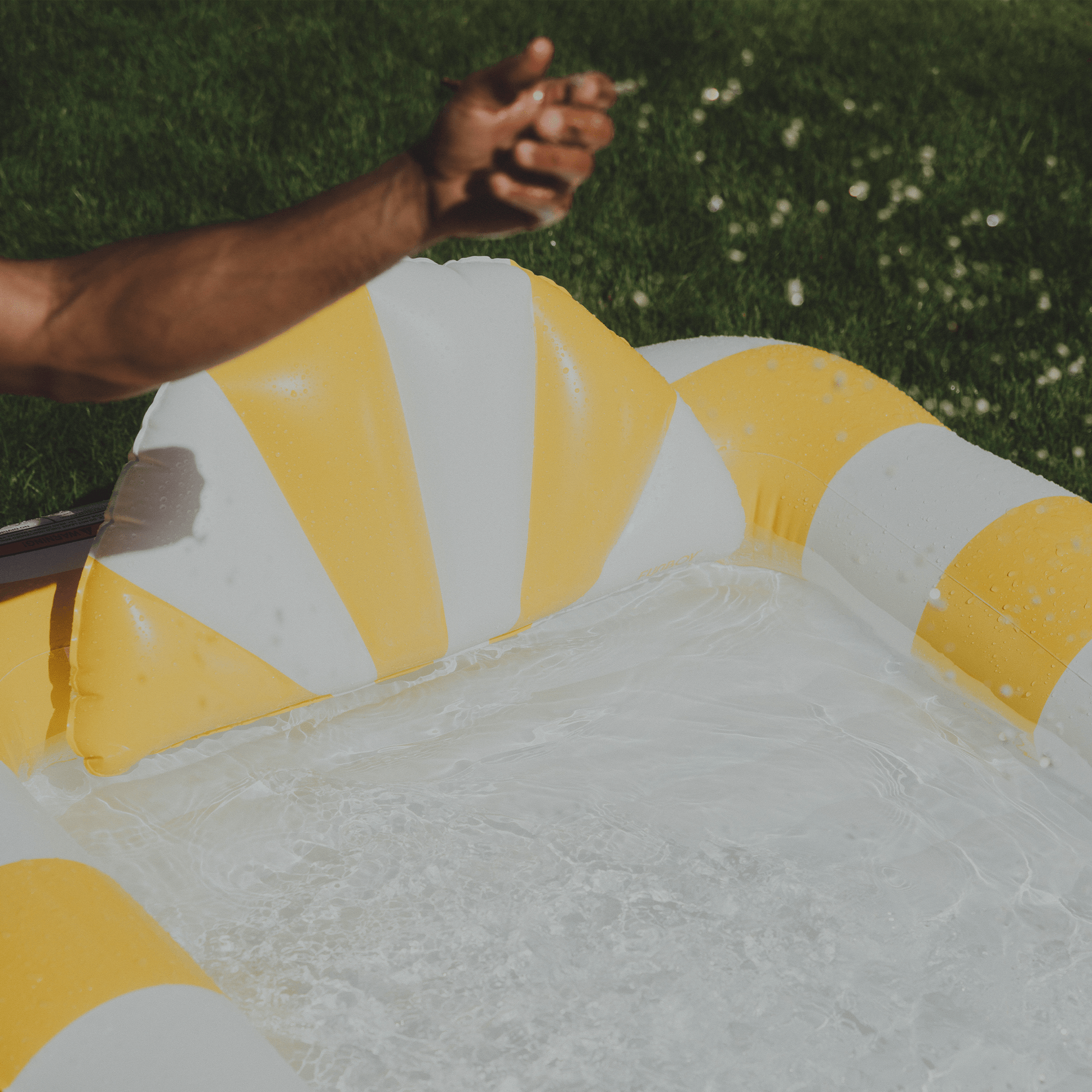 Funboy Featured | Tanning Pool Lounger: Yellow & White Stripes