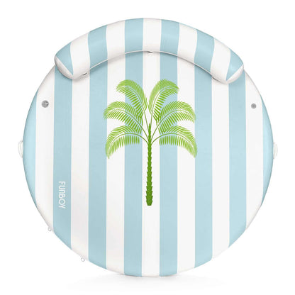 Funboy Popular | Inflatable Floating Dock: White, Blue Stripes Palm