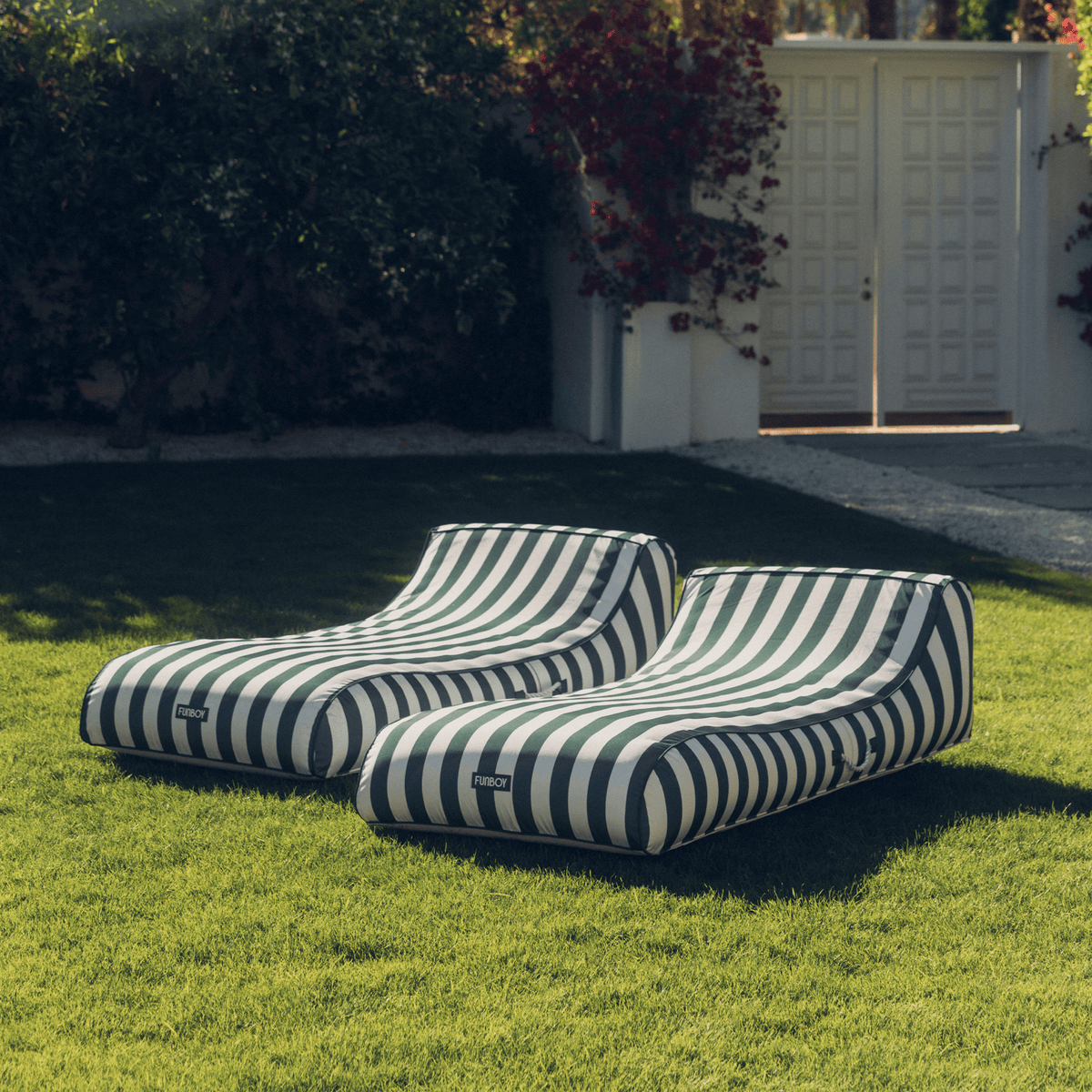 Funboy Exclusive | Fabric Covered Pool Float - Green Cabana Sunbed Lounger