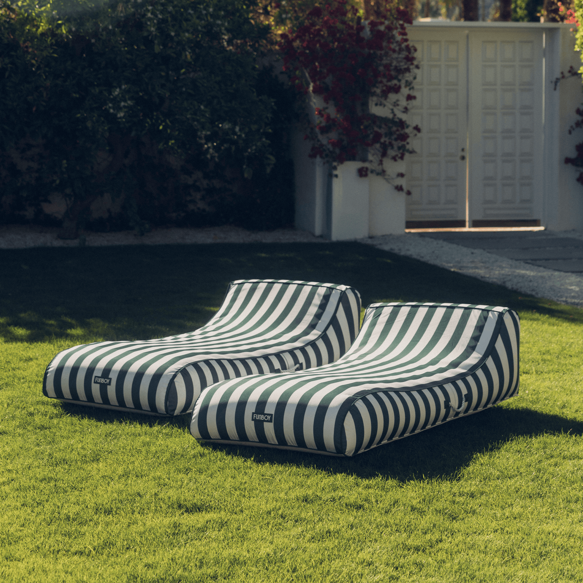Funboy Exclusive | Fabric Covered Pool Float - Green Cabana Sunbed Lounger