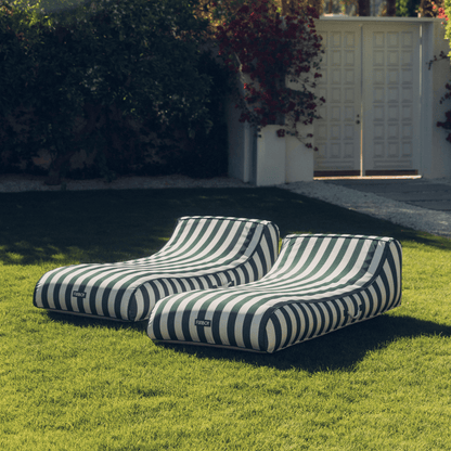 Funboy Exclusive | Fabric Covered Pool Float - Green Cabana Sunbed Lounger