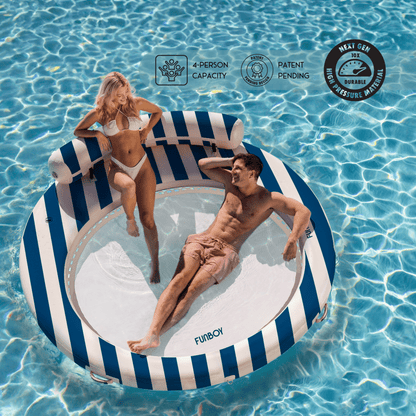 Funboy Featured | Inflatable Floating Dock: Navy Blue with Backrest