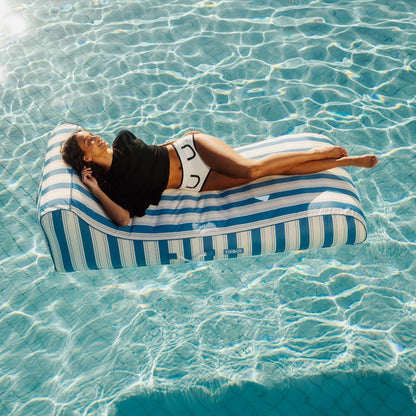 Funboy Trending | Fabric Covered Pool Float - Denim Blue Sunbed Lounger