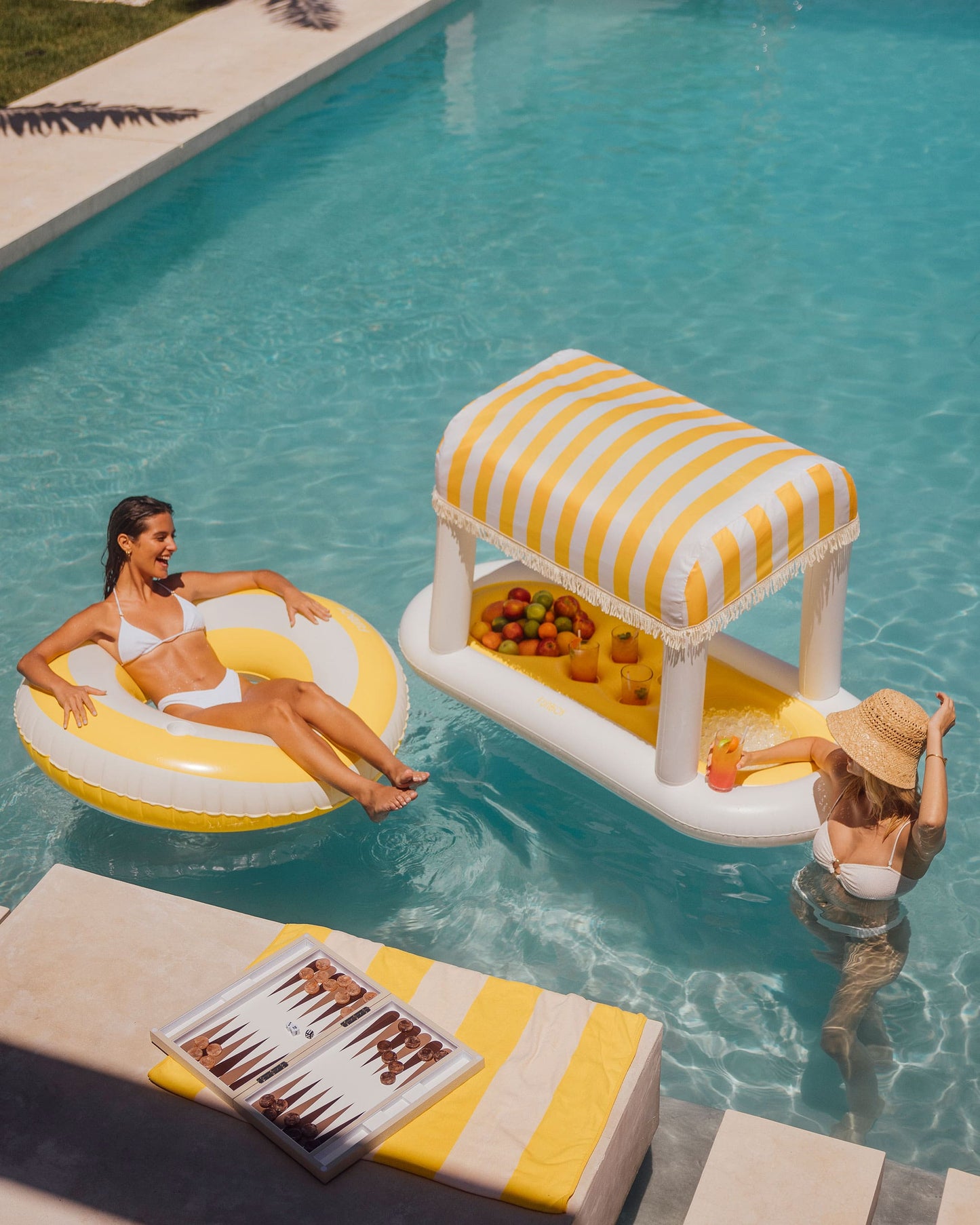 Funboy Exclusive | Yellow & White Striped Floating Cabana Bar