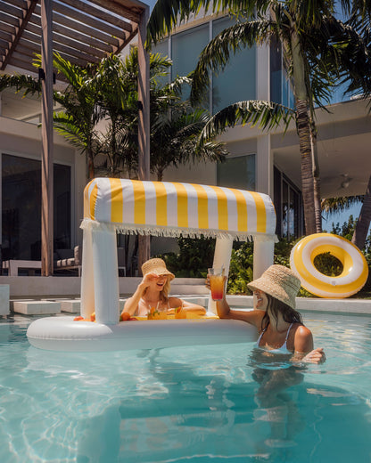 Funboy Exclusive | Yellow & White Striped Floating Cabana Bar