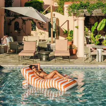 Funboy Essential | Orange Striped Chaise Lounger Pool Float