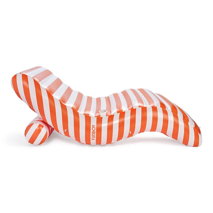 Funboy Essential | Orange Striped Chaise Lounger Pool Float