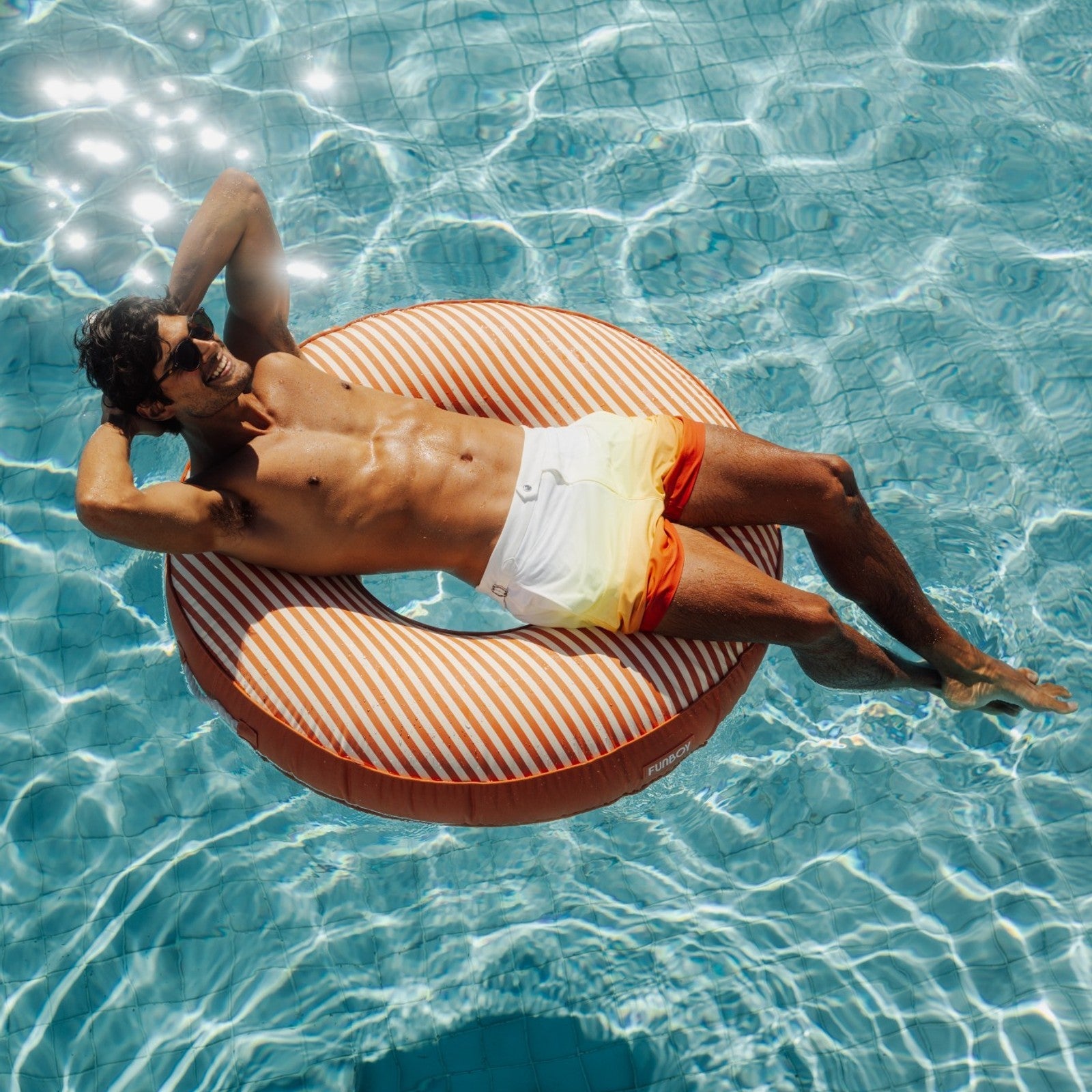 Funboy Featured | Fabric Covered Tube Float - Orange Stripe