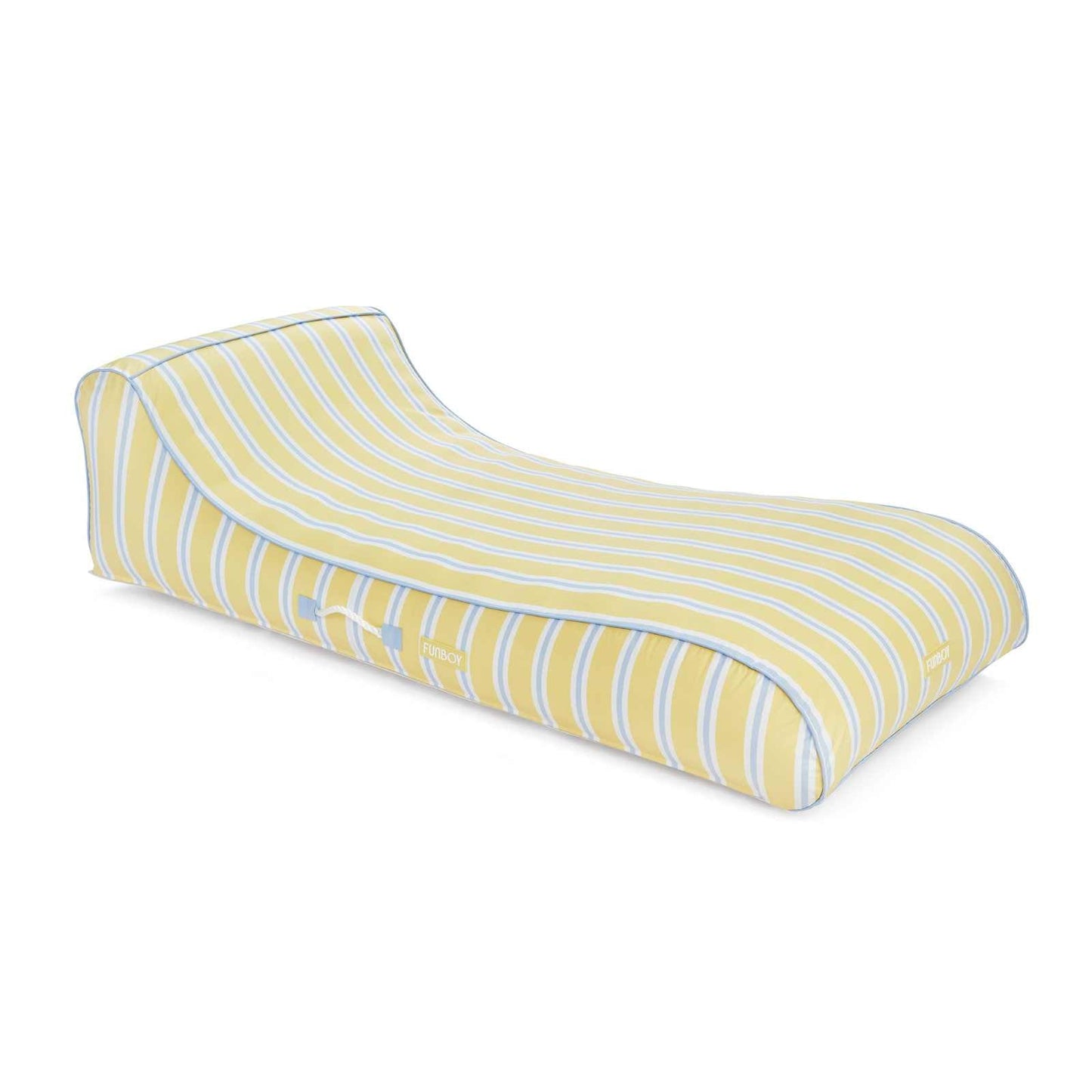 Funboy Best Seller | Fabric Covered Pool Float - Yellow, Blue & White Striped Sunbed Lounger