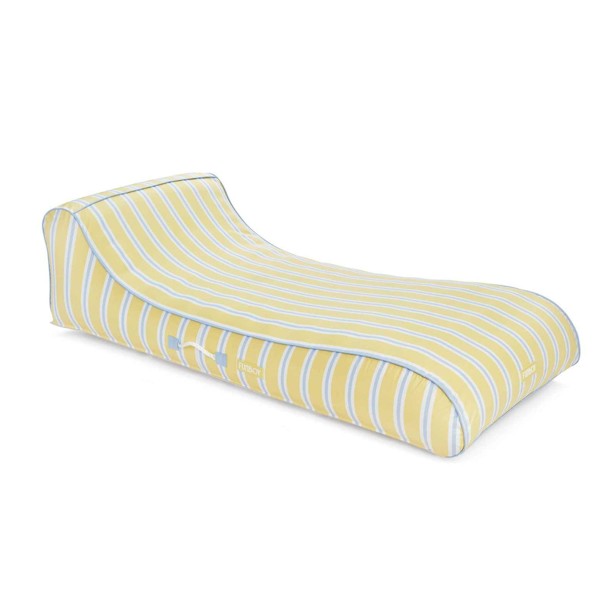 Funboy Best Seller | Fabric Covered Pool Float - Yellow, Blue & White Striped Sunbed Lounger