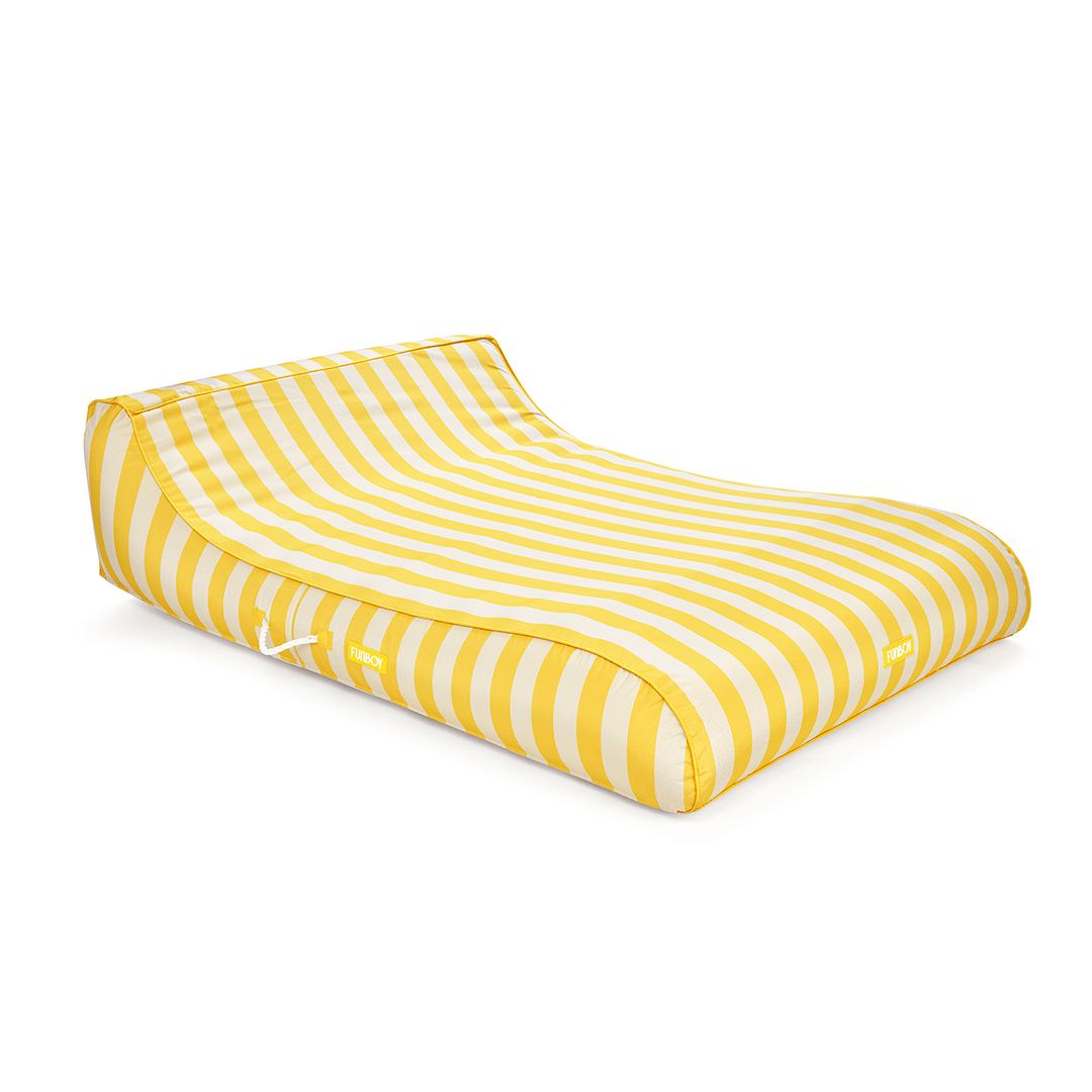 Funboy Essential | XL Fabric Covered Pool Float Sunbed Lounger - Yellow Cabana Stripes