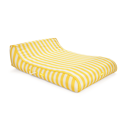 Funboy Essential | XL Fabric Covered Pool Float Sunbed Lounger - Yellow Cabana Stripes