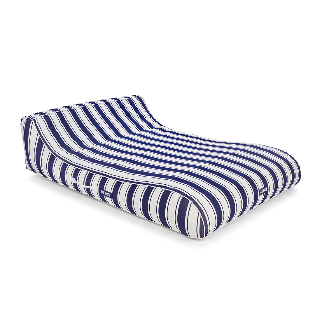 Funboy Featured | XL Fabric Covered Pool Float Sunbed Lounger - Navy Stripe