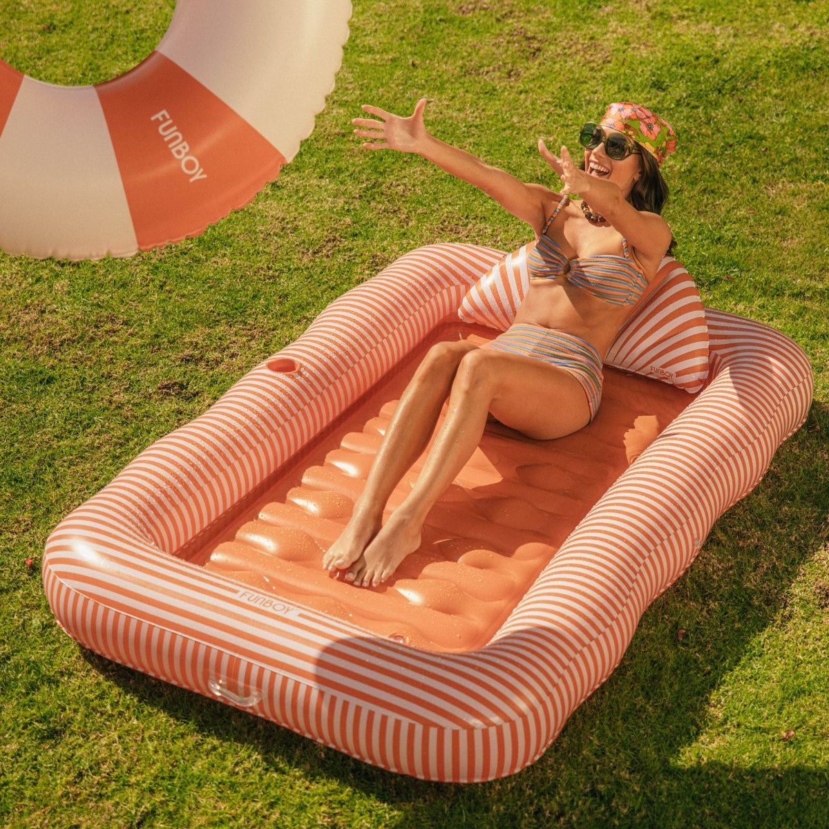 Funboy Best Seller | Burnt Orange Tanning Bundle; Tanning Pool Lounger + Tube