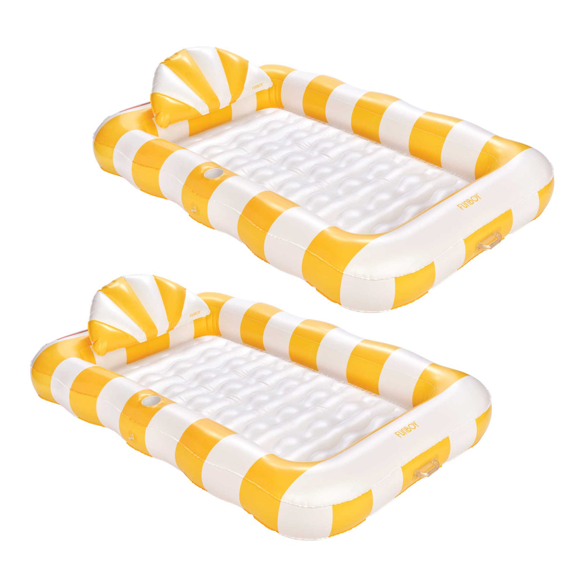 Funboy Signature | Tanning Pool Lounger, Yellow Cabana Stripes - 2 Pack