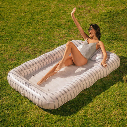Funboy Signature | Tanning Pool Lounger: White & Navy Stripes
