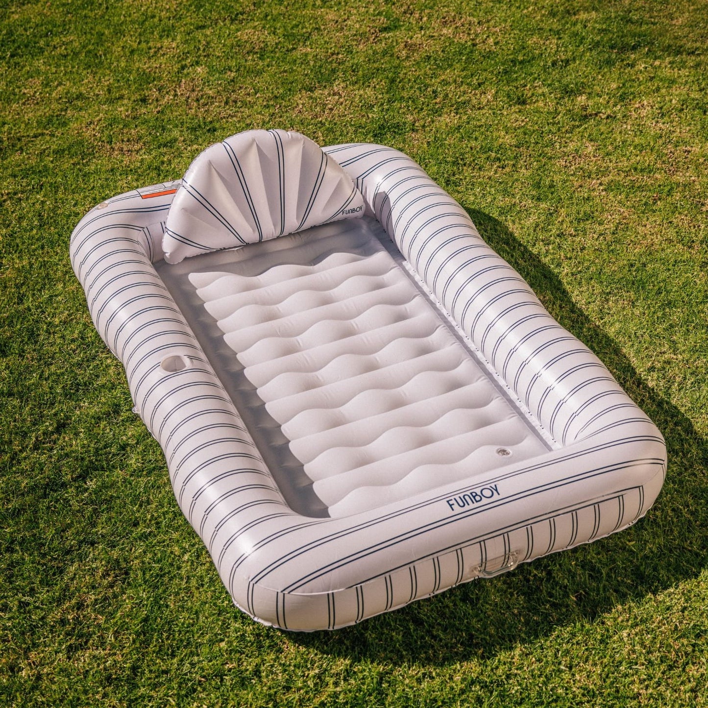 Funboy Signature | Tanning Pool Lounger: White & Navy Stripes