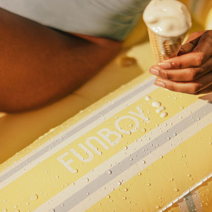Funboy Classic | Tanning Pool Lounger: Yellow, White & Blue Stripes
