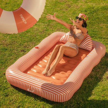 Funboy Essential | Tanning Pool Lounger: Orange White Stripes