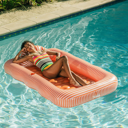Funboy Essential | Tanning Pool Lounger: Orange White Stripes
