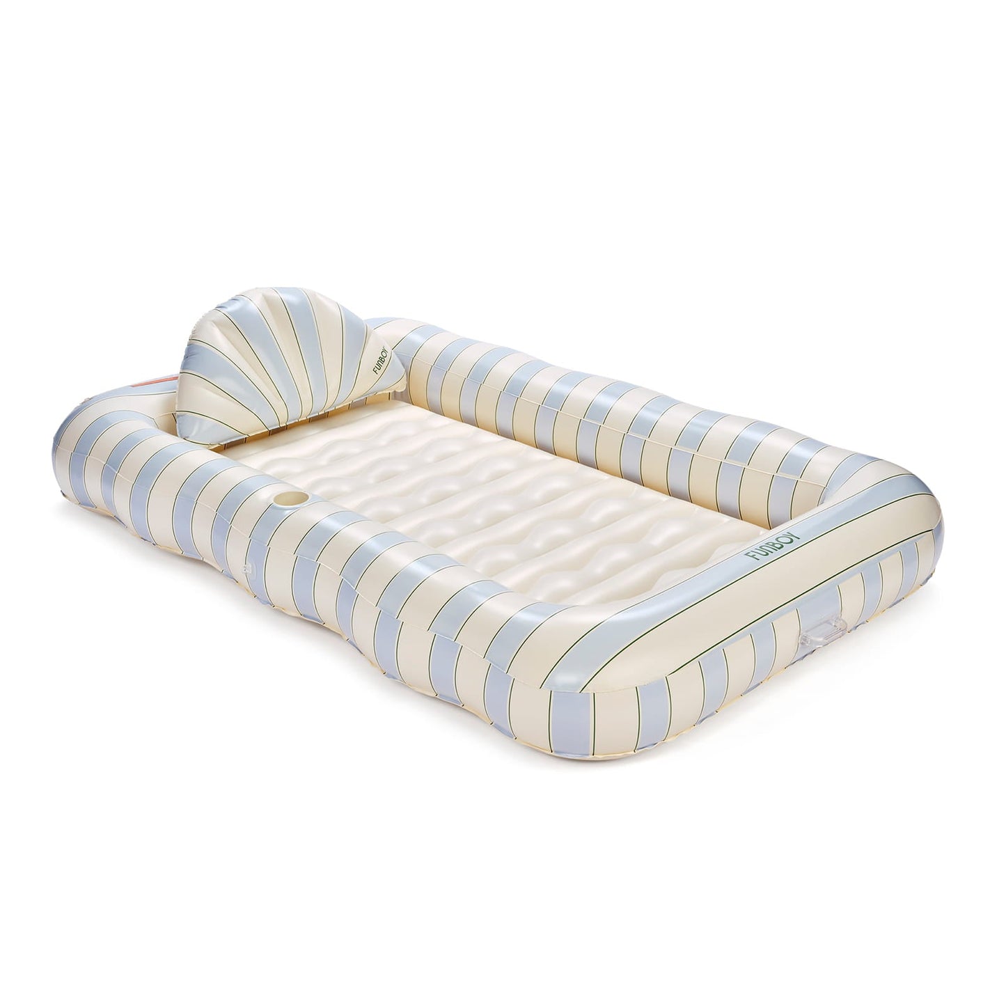 Funboy Featured | Tanning Pool Lounger: Blue, Green & White Stripes