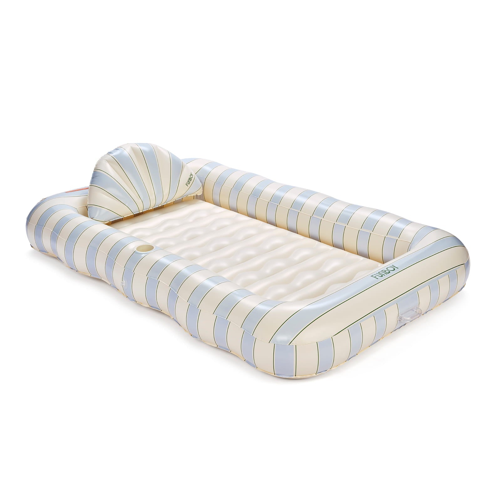 Funboy Featured | Tanning Pool Lounger: Blue, Green & White Stripes