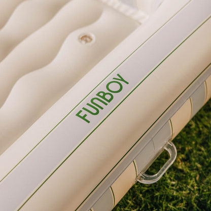 Funboy Featured | Tanning Pool Lounger: Blue, Green & White Stripes