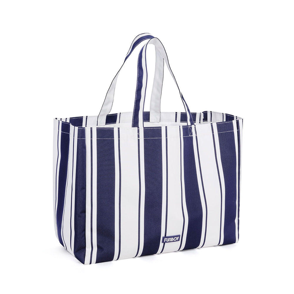 Funboy Trending | Beach Bag Tote, Navy Cabana Stripe