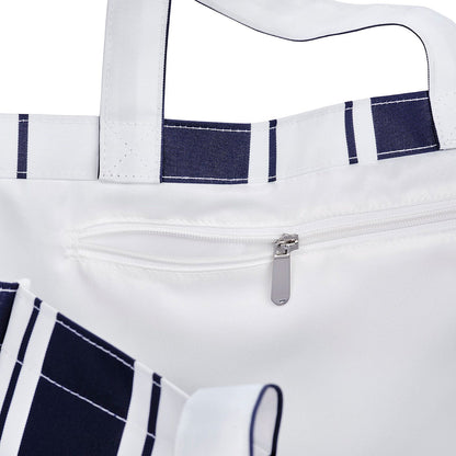 Funboy Trending | Beach Bag Tote, Navy Cabana Stripe