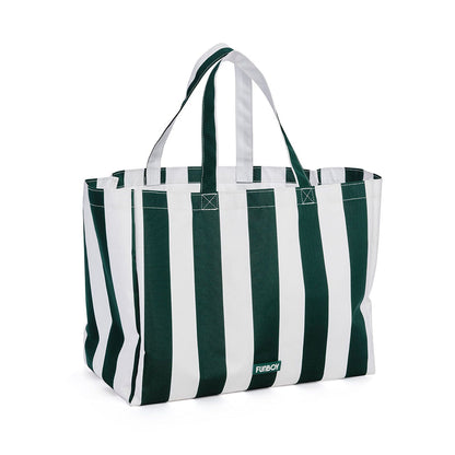 Funboy Best Seller | Beach Bag Tote, Green Cabana Stripe