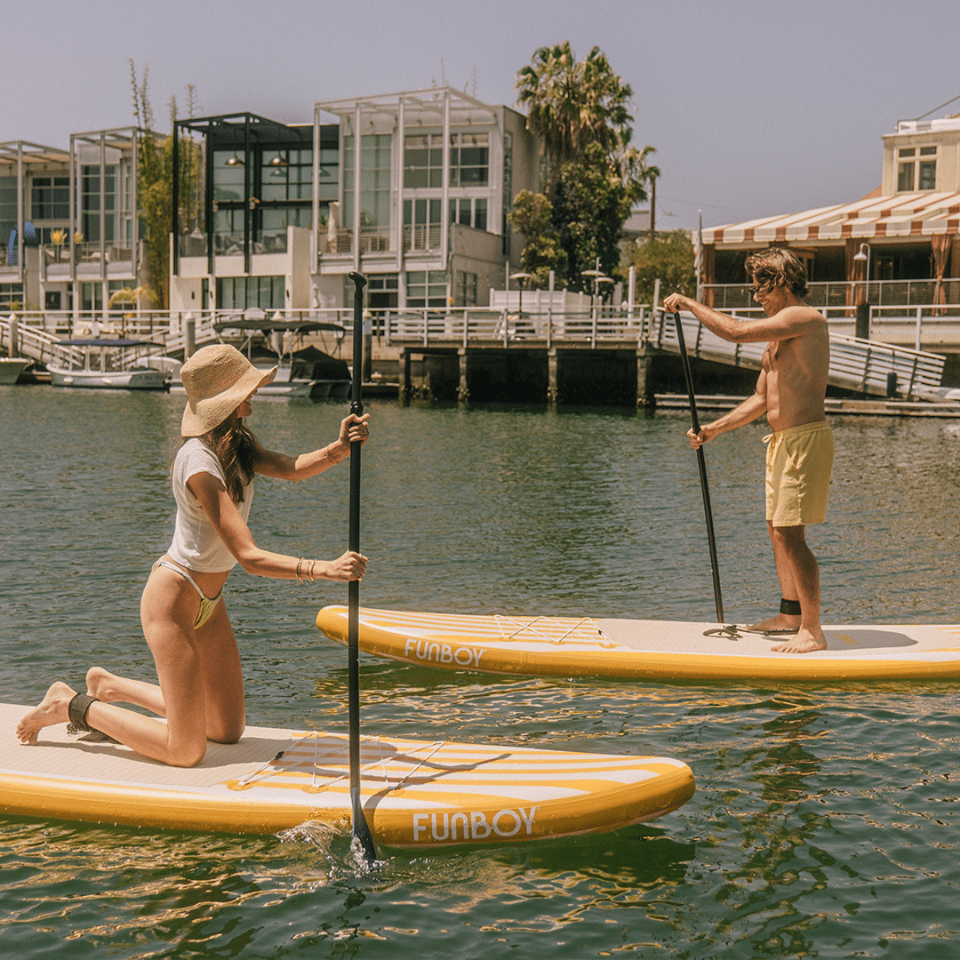 Funboy Essential | 11"6' Inflatable Stand Up Paddle Board - Yellow & White Cabana Stripe