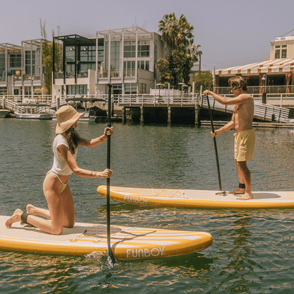 Funboy Essential | 11"6' Inflatable Stand Up Paddle Board - Yellow & White Cabana Stripe
