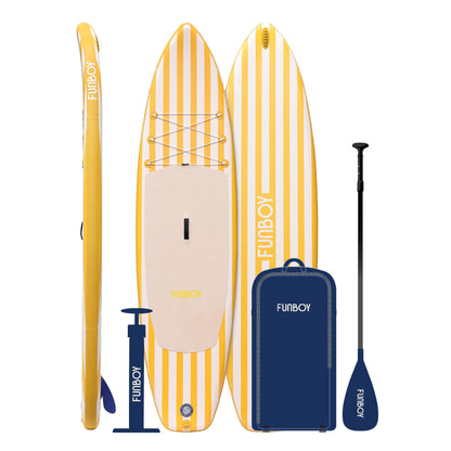 Funboy Essential | 11"6' Inflatable Stand Up Paddle Board - Yellow & White Cabana Stripe