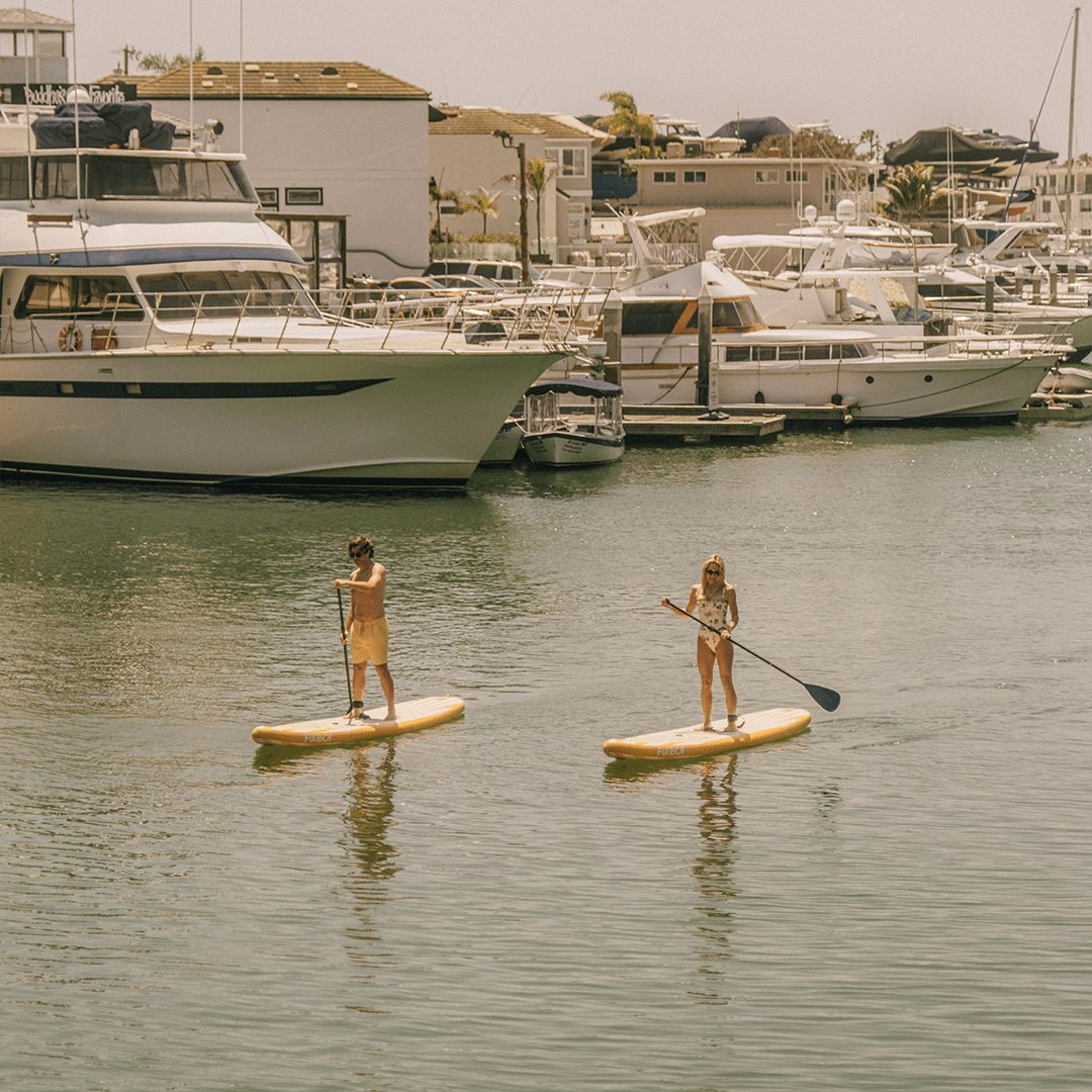 Funboy Essential | 11"6' Inflatable Stand Up Paddle Board - Yellow & White Cabana Stripe