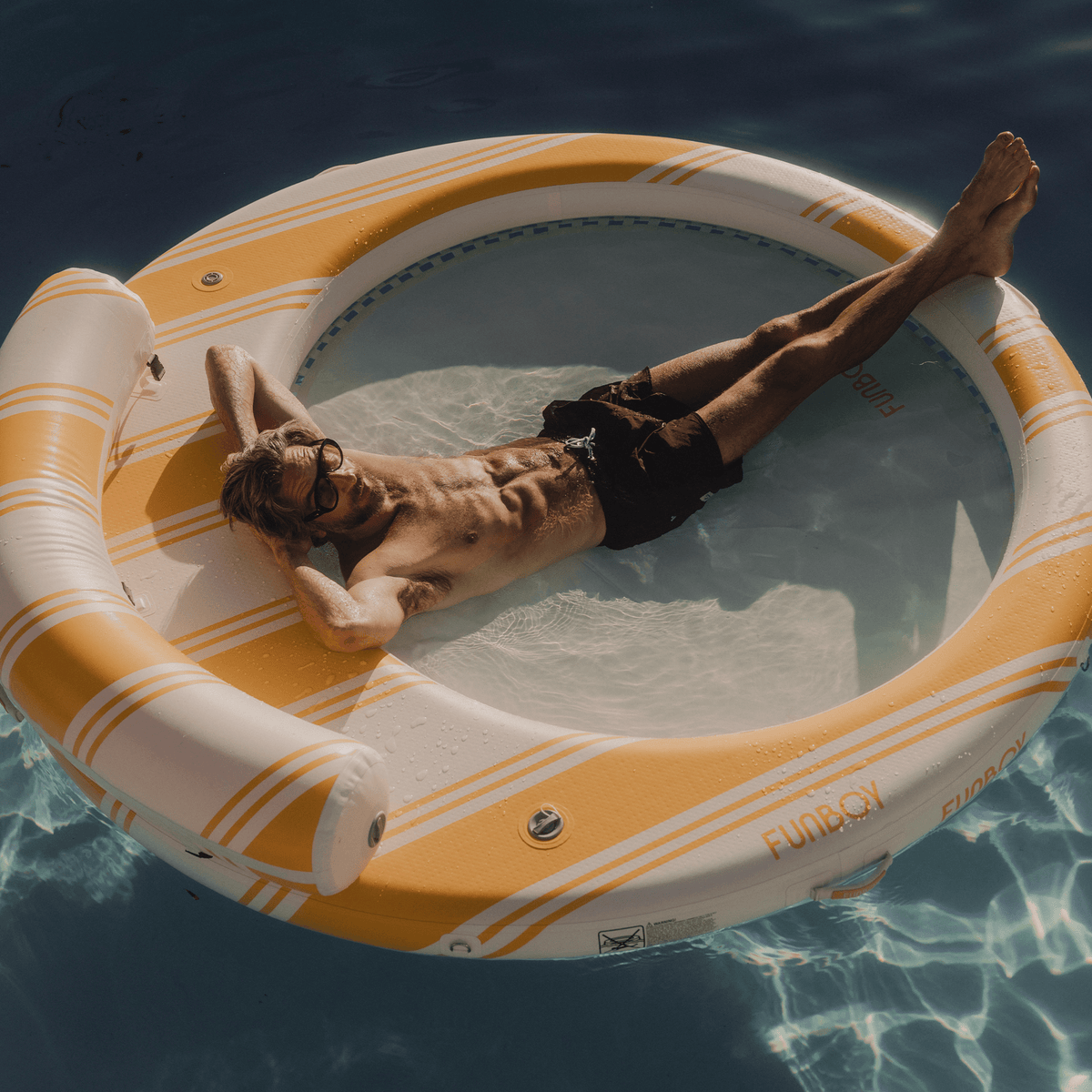 Funboy Featured | Yellow & White Floating Dock. Leisure Island