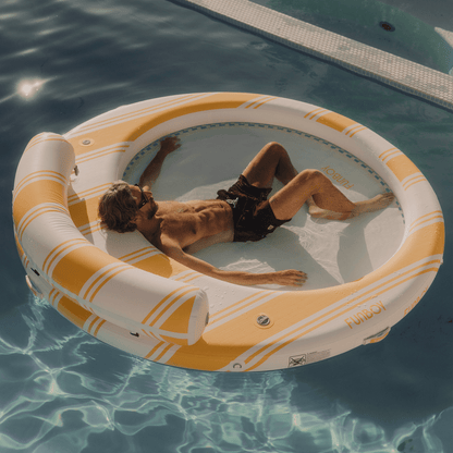 Funboy Featured | Yellow & White Floating Dock. Leisure Island