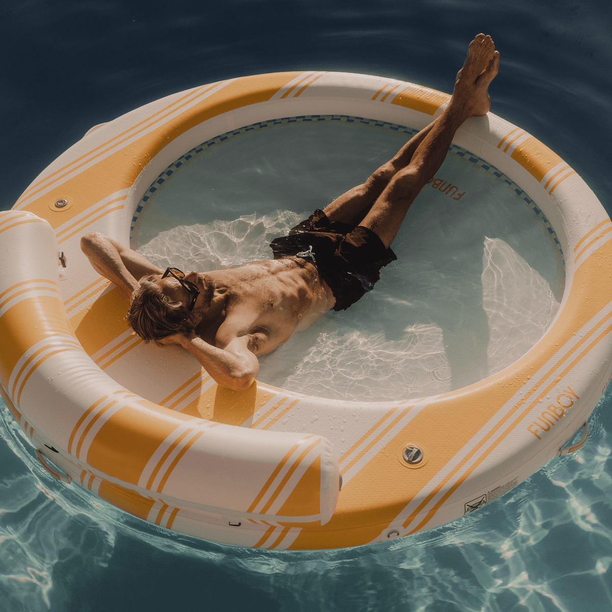 Funboy Featured | Yellow & White Floating Dock. Leisure Island